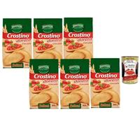 Italian Gourmet Bundle 6x Crostino Dorato Croccante 300g Biscottes Bruschetta Toast Apéritif Antipasti Ultra Croustillant Idéal Tartinables Tomate Fromage + Italian Gourmet Polpa