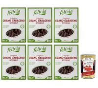 Italian Gourmet Bundle 6x Felicia Tortiglioni Grano Saraceno Integrale 340g (Total 2,04kg) Pâtes de Sarrasin Complet Sans Gluten, Riche en Fibres, Texture Al Dente + Italian Gourmet Polpa