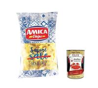 Italian Gourmet Bundle, Amica Chips Légères -50% Sel 12 x 175 g Croustillantes Style Italien Apéritif Snack Format Économique Famille + Italian Gourmet Polpa
