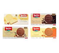 Italian Gourmet Bundle assortiment de gaufrettes enrobées de chocolat 4 x 63 g, Tortina White Original Triple Chocolate Caramel, biscuits fourrés croustillants, chocolat + Italian Gourmet Polpa