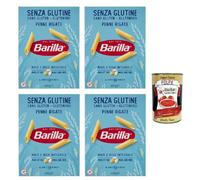 Italian Gourmet bundle Barilla Lot 4 x Pâtes Sans Gluten Penne Rigate 400 g (Total 1,6 kg) - Barilla Penne Rigate Gluten Free, Maïs & Riz, Texture Al Dente, Idéal Sans Gluten + Italian Gourmet Polpa