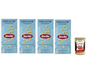 Italian Gourmet bundle, Barilla Pâtes Sans Gluten Ditalini Rigati 4 x 400 g Maïs et Riz Complet Format Court Cuisson Rapide Cuisine Quotidienne Soupe Salade + Italian Gourmet Polpa