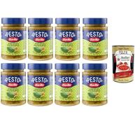 Italian Gourmet Bundle Barilla Pesto Basilico e Pistacchio 8x 190g (8 Pots) Sauce Pesto Italien au Basilic & Pistaches + Italian Gourmet Polpa