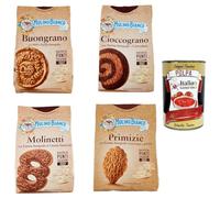 Italian Gourmet Bundle Biscuits Italiens Mulino Bianco 4 Paquets, Molinetti, Buongrano, Cioccograno 330g, Primizie 700g, Petit Déjeuner, Goûter, Biscuits Céréales + Italian Gourmet Polpa