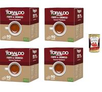 Italian Gourmet Bundle Caffe' Toraldo Café Espresso en Dosettes 4 x 90 Cialdes Forte et Crémeux Espresso Napolitain Dosettes Compostables Goût Intense Créma Riche Grand Format + Italian Gourmet Polpa