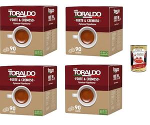 Italian Gourmet Bundle Caffe' Toraldo Café Espresso en Dosettes 4 x 90 Cialdes Forte et Crémeux Espresso Napolitain Dosettes Compostables Goût Intense Créma Riche Grand Format + Italian Gourmet Polpa