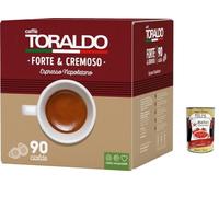 Italian Gourmet Bundle Caffe' Toraldo Café Espresso en Dosettes 90 Cialdes Forte et Crémeux Espresso Napolitain Dosettes Compostables Goût Intense Créma Riche Grand Format + Italian Gourmet Polpa