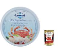 Italian Gourmet Bundle Captain Byrd Chair de Crabe au Naturel 3x200g - Chair de crabe prête à l’emploi pour salades, pâtes, toasts & entrées, riche en protéines, goût délicat + Italian Gourmet Polpa
