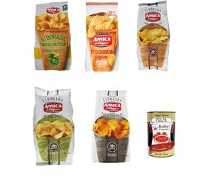 Italian Gourmet Bundle Chips assorties 5 x 130 g, assortiment de chips épaisses et croustillantes, saveurs variées, cuisson lente, lot snack apéritif 650 g + Italian Gourmet Polpa