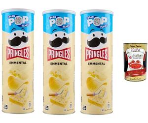 Italian Gourmet Bundle Chips Goût Emmental 3 x 175 g + Italian Gourmet Polpa, Snack Apéritif Croustillant en Tube, Pack de 525 g, Chips Saveur Fromage, Idéal pour Apéro, Soirées, Partage et Pause