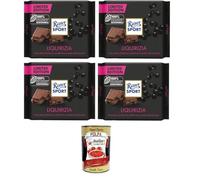 Italian Gourmet Bundle Chocolat au lait à la réglisse 4 x 100 g, tablette chocolat lait fourrée aux perles saveur réglisse, édition limitée, format carré gourmand pour pause + Italian Gourmet Polpa