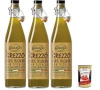 Italian Gourmet bundle, Costa d'oro, Lot Huile d’Olive Vierge Extra Non Filtrée “Il Grezzo” 3 x 750 ml (Italie, extraction à froid, goût intense) + Italian Gourmet Polpa