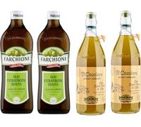 Italian Gourmet Bundle Farchioni 4x Huile d’Olive Extra Vierge 1 L, extraction à froid, goût fruité équilibré, idéale cuisine & assaisonnement, pour pâtes salades grillades + Italian Gourmet Polpa