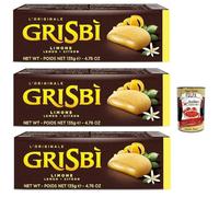 Italian Gourmet Bundle Grisbi Biscuits fourrés citron 3 x 135 g (405 g) - Gâteaux italiens cœur crème citronnée, snack gourmand pause café, dessert à partager, saveur fraîche + Italian Gourmet Polpa