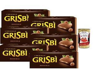 Italian Gourmet Bundle - Grisbì Nocciola 6 x 150 g biscuits italiens fourrés crème noisette, snack gourmand, goûter & pause café, pack famille + Italian Gourmet Polpa