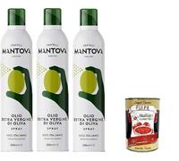 Italian Gourmet Bundle Huile d’Olive Extra Vierge Spray Fratelli Mantova 3 x 200 ml, EVOO 100% italien pressée à froid, pulvérisateur cuisine pour air fryer, poêle, salade + Italian Gourmet Polpa