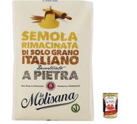 Italian Gourmet Bundle La Molisana, 5x Semoule de blé dur remoulue 1kg (5kg) mouture à la pierre, blé italien, farine fine pour pâtes fraîches, pizza, pain, gnocchi, pâtisserie + Italian Gourmet Polpa