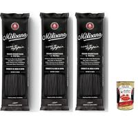 Italian Gourmet Bundle La Molisana Spaghetti au Noir de Seiche 3×500 g - Pâtes Italiennes Premium à l’Encre de Seiche - Goût Marin, Couleur Noire Élégante - Idéal Fruits de Mer + Italian Gourmet Polpa