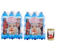 Italian Gourmet Bundle Lauretana Eau Minérale Naturelle Gazeuse 12 x 1,5 L Eau Pétillante Faiblement Minéralisée Format Familial pour Table Repas Quotidien Hydratation + Italian Gourmet Polpa