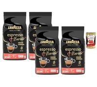 Italian Gourmet Bundle - Lavazza Espresso Barista Gran Crema café en grains 4 x 1 kg (4 kg), intensité 7/10, slow roast, grande crema, idéal espresso broyeur, moka + Italian Gourmet Polpa