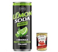 Italian Gourmet Bundle Lemon Soda Mojito 72×33 cl - Mojito Analcoolique Italien - Boisson gazeuse Citron & Menthe - “L’Originale” - Canettes Format Stock - Très Rafraîchissant + Italian Gourmet Polpa