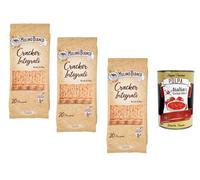 Italian Gourmet Bundle Mulino Bianco Cracker Integrali 3 x 500 g + Italian Gourmet Polpa, crackers complets riches en fibres, avec farine complète de blé et levain, 20 portions par paquet