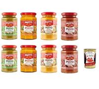 Italian Gourmet Bundle Mutti Pesto di Pomodoro Assortiment 8 x 180 g (Verde + Arancione + Giallo + Rosso) - sauces prêtes pour pâtes, bruschetta & apéro, recette italienne + Italian Gourmet Polpa