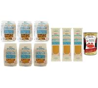 Italian Gourmet Bundle Pâtes Sans Gluten 9 x 400 g Assortiment Fusilli N°48 Penne Rigate N°66 Spaghetti N°3 Format Familial 3,6 kg Maïs Riz Complet Cuisson Al Dente + Italian Gourmet Polpa