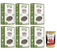 Italian Gourmet Bundle penne au teff complet sans gluten 6 x 250 g + Italian Gourmet Polpa, pâtes au teff intégral éthiopien, riche en fibres, source naturelle de magnésium, phosphore, manganèse