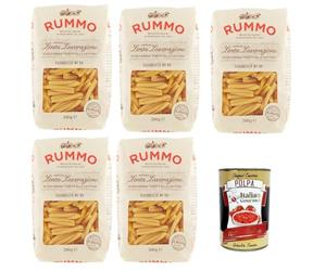 Italian Gourmet Bundle Rummo Pâtes Casarecce 5 x 500 g Qualité Italienne | Tenue à la cuisson, texture parfaite, format famille pour sauces riches + Italian Gourmet Polpa