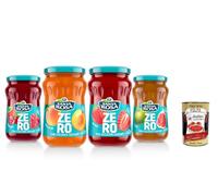 Italian Gourmet Bundle Santa Rosa Confitures de Fruits Zéro Sucres Ajoutés - Assortiment 4 x 300 g (Fraise, Abricot, Figue, Cerise) - Tartines, Yaourt, Pâtisserie + Italian Gourmet Polpa