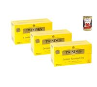 Italian Gourmet Bundle Thé Noir Citron Lemon Scented Tea 3 x 25 Sachets 2 g (75 Infusettes, 150 g) - Infusion Thé Noir Aromatisé Citron Goût Frais + Italian Gourmet Polpa Tomates Italiennes 400 g