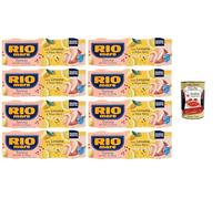 Italian Gourmet Bundle Thon à l’Huile d’Olive Citron & Poivre Noir 8 x 195 g - Filets de Thon Rio Mare, Sans Égouttage, Recette au Citron et Poivre Noir, Riche en Protéines + Italian Gourmet Polpa