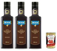 Italian Gourmet Bundle Vinaigre Balsamique de Modène IGP Vieilli 3 x 250 ml, Condiment Italien pour Salades Viandes Fromages Marinades et Réductions + Italian Gourmet Polpa