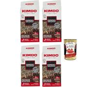 Italian Gourmet Café Moulu Kimbo Espresso Napoletano Premium Selection - Torréfaction Sombre, Intensité 12/13, Mouture Moka & Espresso, Pack 4 x 250 g (1 kg Total) + Italian Gourmet Polpa