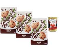 Italian Gourmet Cookies Italiens Gocciole Wild Pavesi - Biscuits au chocolat noir et farine complète, sans huile de palme, spécialité italienne pour petit-déjeuner 3 x 350 g + Italian Gourmet Polpa