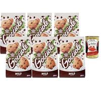 Italian Gourmet Cookies Italiens Gocciole Wild Pavesi - Biscuits au chocolat noir & farine complète, sans huile de palme, spécialité italienne pour petit-déjeuner 6 x 350 g + Italian Gourmet Polpa