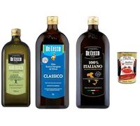 Italian Gourmet De Cecco Assortiment Huile d’Olive Extra Vierge 2×1 L + 1×750 ml (2,75 L) - Pressée à Froid, Goût Doux à Intense, Idéale Cuisine & Assaisonnement + Italian Gourmet Polpa