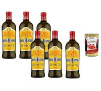 Italian Gourmet Desantis Huile d’olive extra vierge 6 x 1 L 100% italiano - goût fruité, pressée à froid, cuisine méditerranéenne, assaisonnement & cuisson + Italian Gourmet Polpa