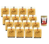 Italian Gourmet Farfalline Pasta 16 x 500 g - Petites pâtes à base de semoule de blé dur, idéales pour la salade de pâtes et les sauces, grand stock de 8 kg + Polpa Italian Gourmet