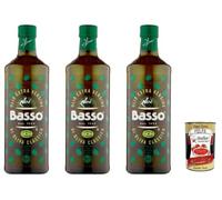 Italian Gourmet Huile d’Olive Extra Vierge Basso Classico 3 x 1 L (3 Litres) EVOO Italienne, Extraction à Froid, Goût Équilibré, Pour Salades, Marinades & Cuisson + Italian Gourmet Polpa
