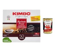 Italian Gourmet - Kimbo Macinato Fresco Espresso Formula Bar 50 Dosettes Compostables (350 g) Torréfaction Sombre Intensité 11/13, Espresso Napolitain Crème & Goût + Italian Gourmet Polpa