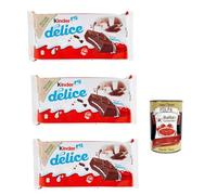 Italian Gourmet Kinder Délice, Lot 3 x 390 g Gâteaux chocolat moelleux avec cœur crème lactée, Snack goûter & petit-déjeuner - Paquets économiques à partager, Barres chocolat + Italian Gourmet Polpa