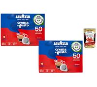 Italian Gourmet Lavazza Crema e Gusto Dosettes ESE 44mm Compostables - 100 Dosettes (2 Boîtes x 50) Café Moulu Torréfié Mélange Intense pour Espresso Italien Crémeux + Italian Gourmet Polpa