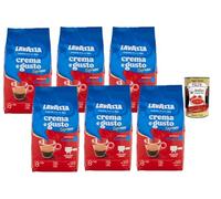 Italian Gourmet - Lavazza Crema e Gusto Espresso Café en grains 6 x 1 kg (6 kg), Risveglio Classico, intensité 8/10, mélange italien corsé et crémeux, idéal machine espresso + Italian Gourmet Polpa