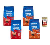 Italian Gourmet - Lavazza Crema e Gusto Espresso Café en grains Assortiment Classico + Forte 4 x 1 kg (4 kg), Intensité 8/10 & 9/10, mélange italien corsé et crémeux + Italian Gourmet Polpa