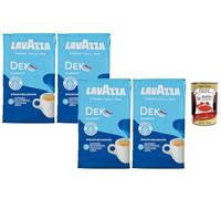 Italian Gourmet Lavazza DEK Classico Café Moulu Décaféiné 4 x 250 g, Méthode Naturelle, Doux & Équilibré, Torréfaction Moyenne, Intensité 3, Pour Espresso, Moka & Café Filtre + Italian Gourmet Polpa
