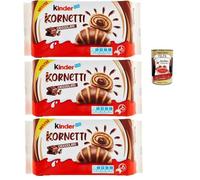 Italian Gourmet Lot 3x Kinder Kornetti Cioccolato - Cornets briochés moelleux fourrés au chocolat, viennoiserie emballée pour petit-déjeuner & goûter, snack sucré 3 x 252 g + Italian Gourmet Polpa