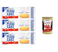 Italian Gourmet Lot 3x Kinder Plum Cake Yaourt à la Grecque (3 x 192 g) Gâteaux Moelleux Individuels pour Petit-déjeuner & Goûter, Snack Sucré Familial, Pâtisserie Italienne + Italian Gourmet Polpa