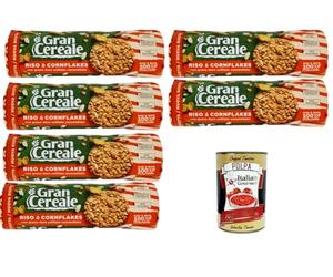 Italian Gourmet Lot 6x Gran Cereale Biscuits Riso & Cornflakes 230g - Biscuits Céréales Croquants au Riz & Maïs, Idéal Petit-Déjeuner & Snack, Goût Caramélisé, Format Familial + Italian Gourmet Polpa